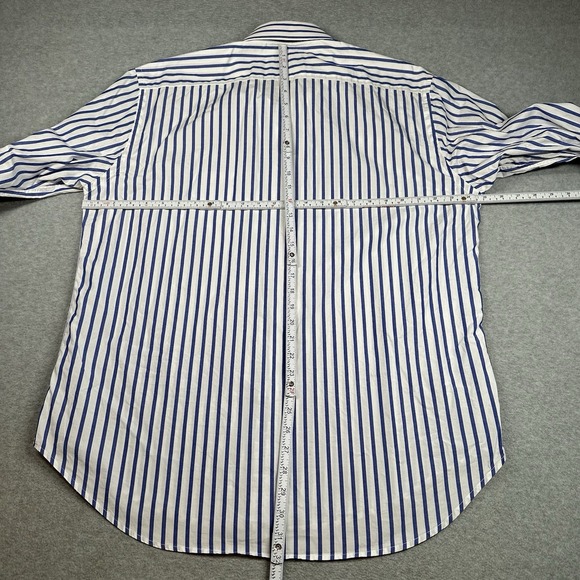 Bristol & Bull Striped Dress Shirt XL 17-17.5 34/35 (XL) Blue White Cotton - Picture 5 of 9